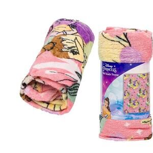 Disney Princess Kids' Bed Silk Throw Blanket 40"" x 50"", Single, Pink